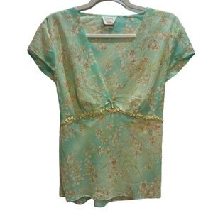 NWT 2Pcs Intimates by Flora Celadon Print Flora Pajamas Size L